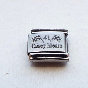 Casey Mears 41 Nascar laser 9mm stainless steel italian charm bracelet link new